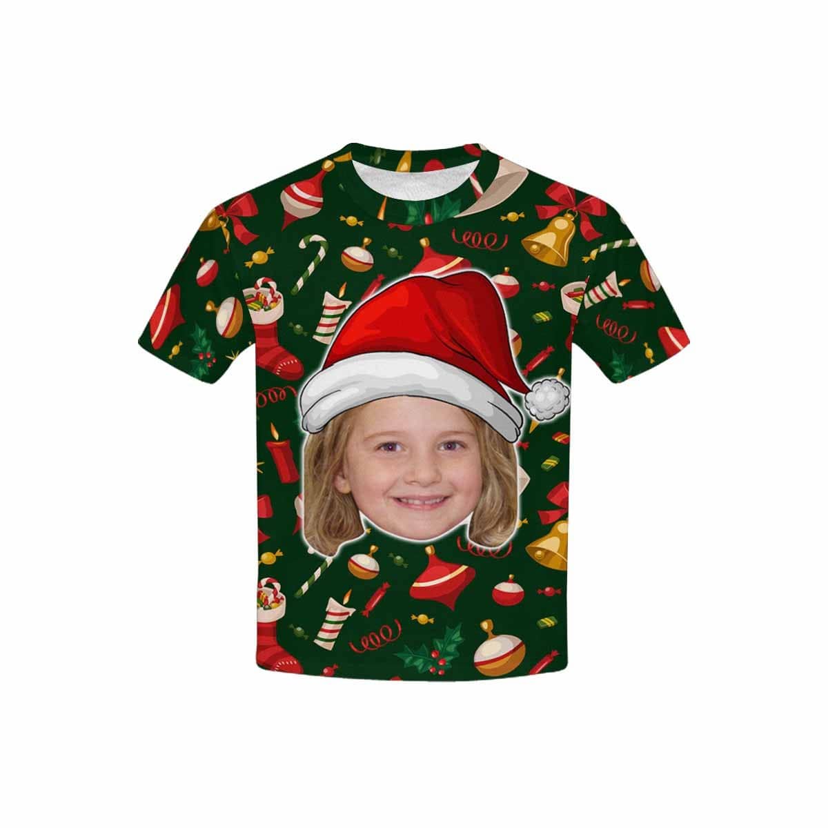 Custom #6-15Y Custom Face Cute Jingle Bells Kid's All Over Print T-shirt - YesCustom
