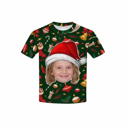 Custom #6-15Y Custom Face Cute Jingle Bells Kid's All Over Print T-shirt - YesCustom