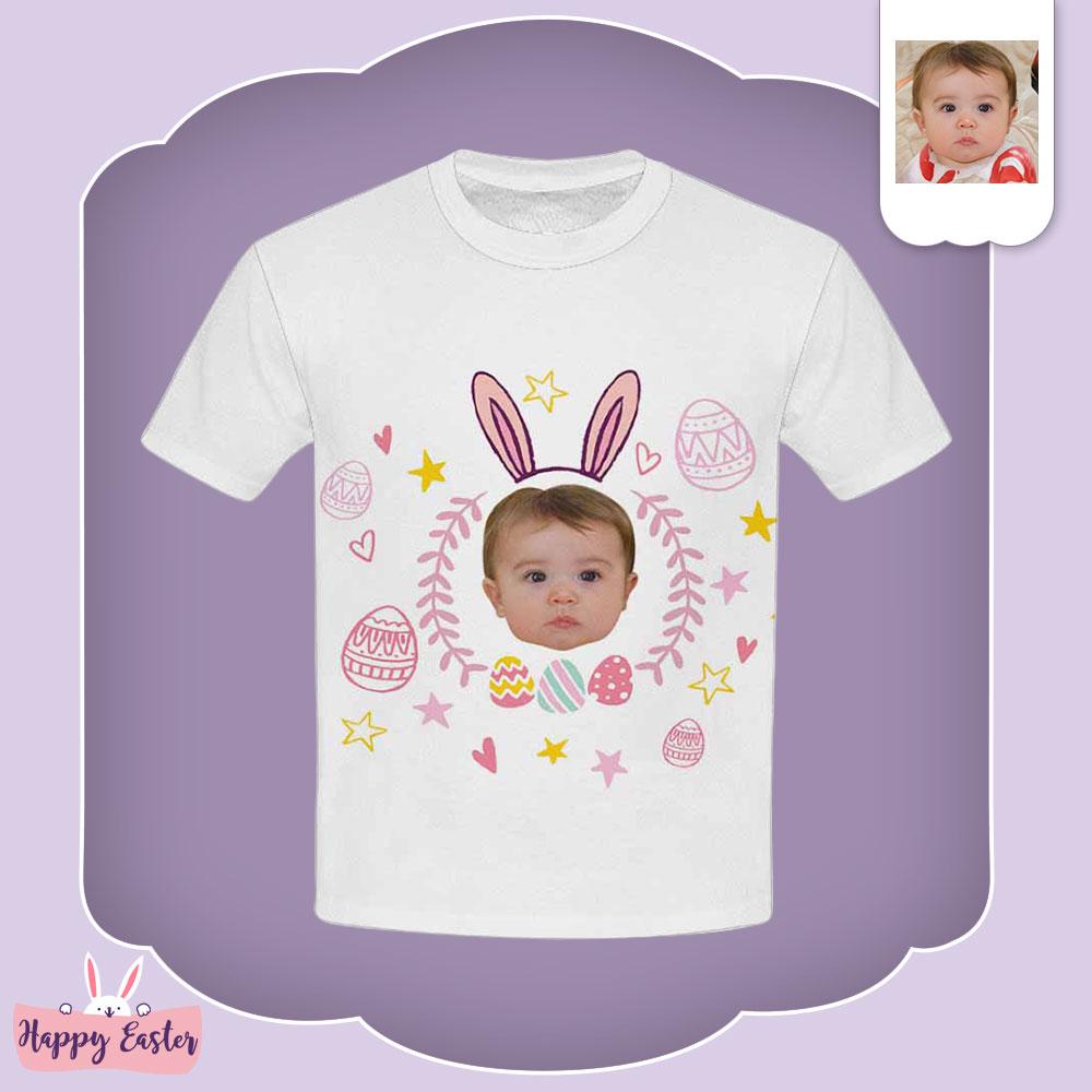Custom #6-15Y Custom Face Easter Baby Rabbit Kid's All Over Print T-shirt - YesCustom