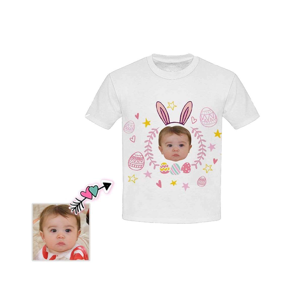 Custom #6-15Y Custom Face Easter Baby Rabbit Kid's All Over Print T-shirt - YesCustom