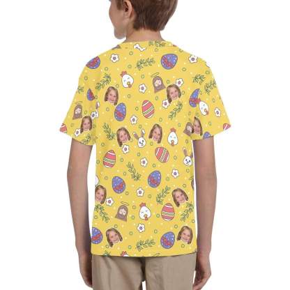 Custom #6-15Y Custom Face Easter Day Yellow Kid's All Over Print T-shirt - YesCustom