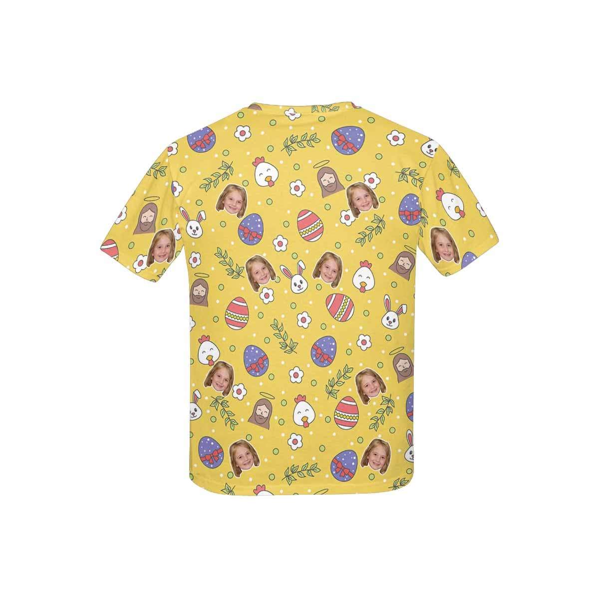 Custom #6-15Y Custom Face Easter Day Yellow Kid's All Over Print T-shirt - YesCustom