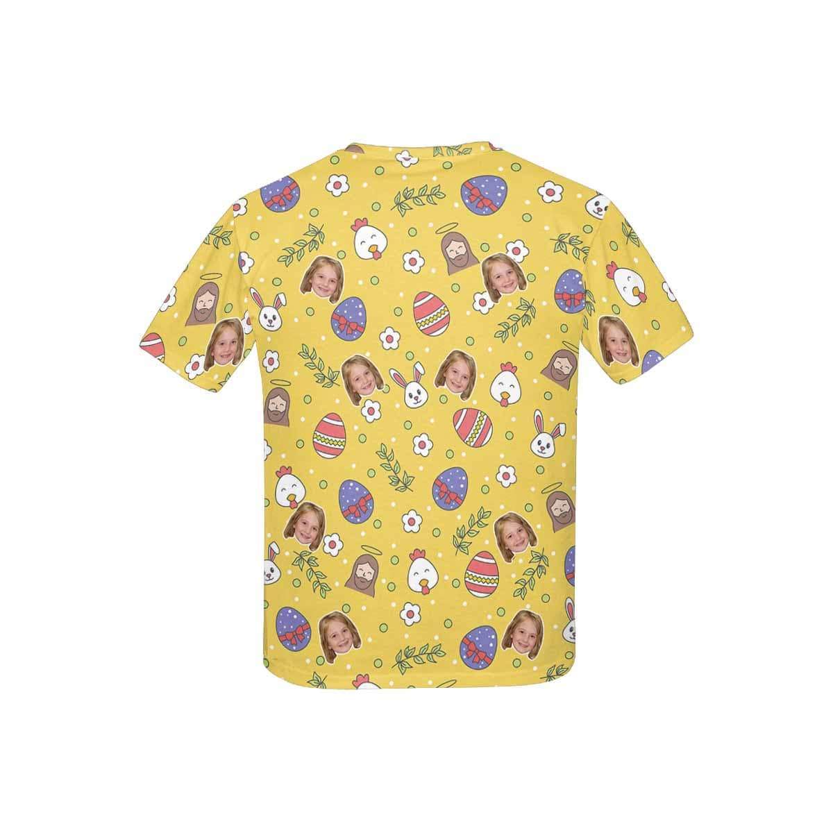 Custom #6-15Y Custom Face Easter Day Yellow Kid's All Over Print T-shirt - YesCustom