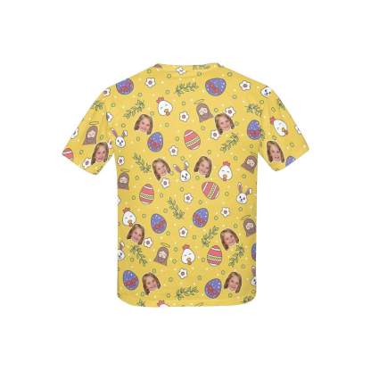 Custom #6-15Y Custom Face Easter Day Yellow Kid's All Over Print T-shirt - YesCustom