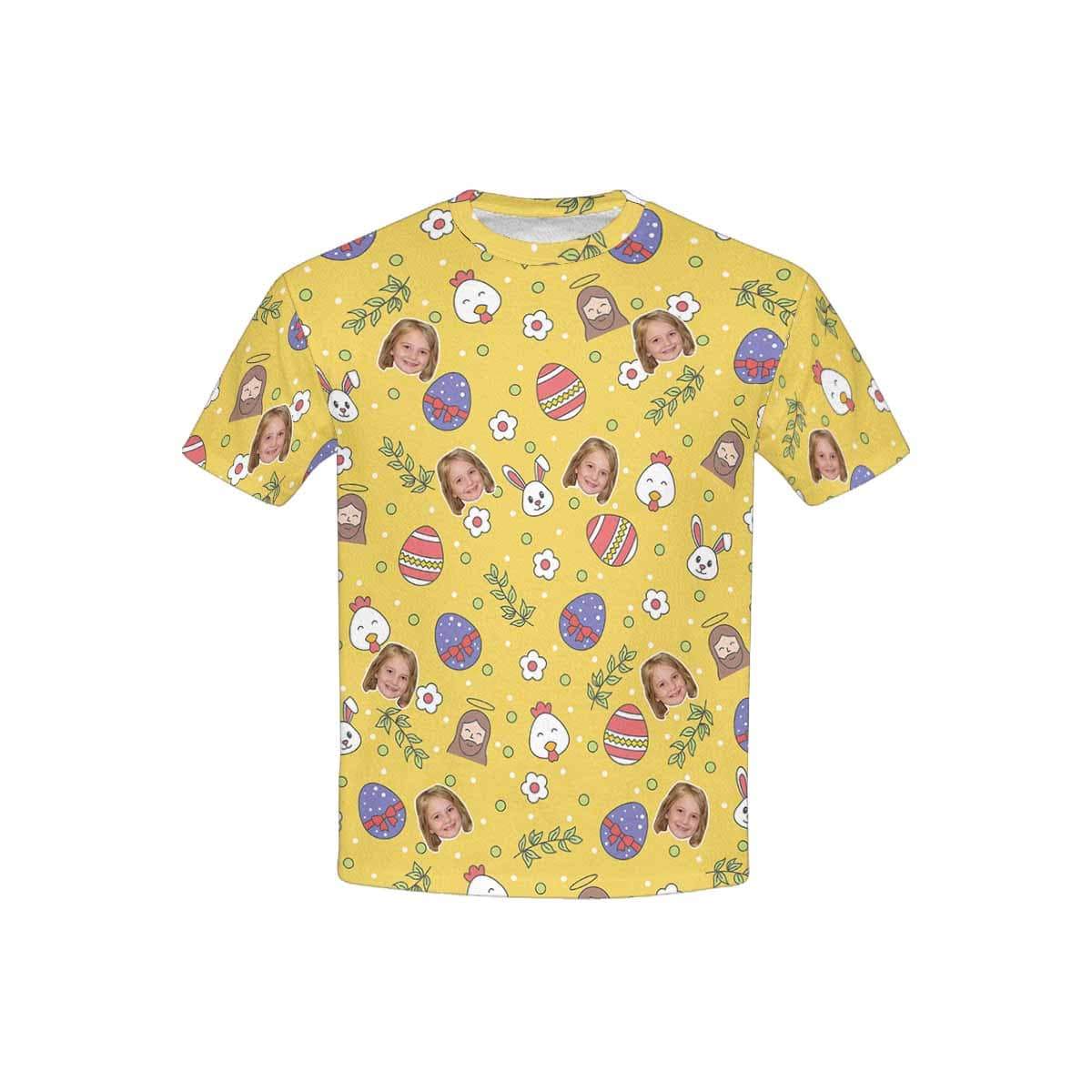 Custom #6-15Y Custom Face Easter Day Yellow Kid's All Over Print T-shirt - YesCustom