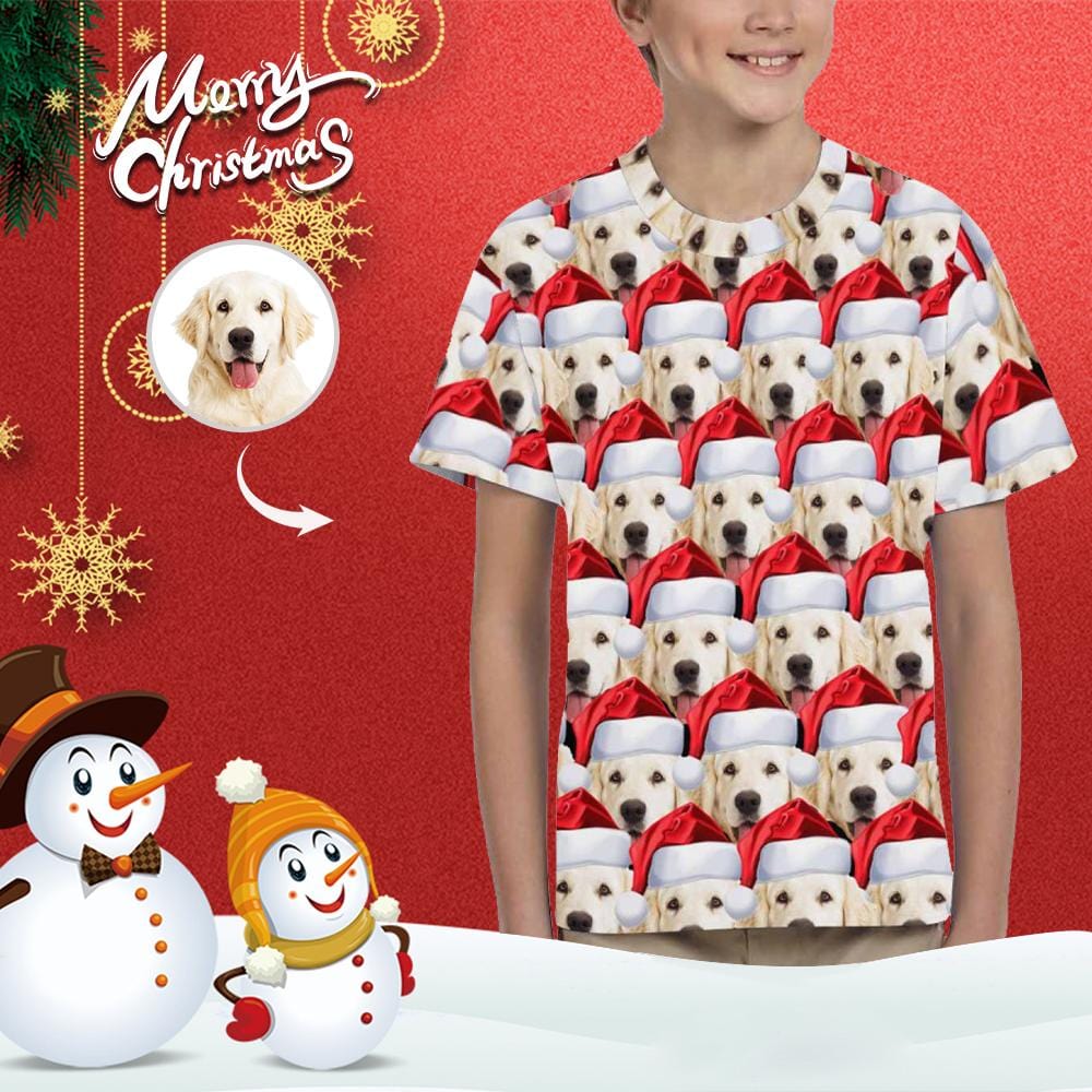 Custom #6-15Y Custom Face Seamless Dog Kid's All Over Print T-shirt - YesCustom