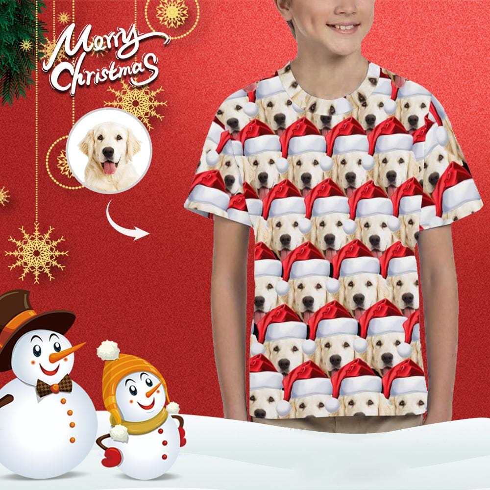 Custom #6-15Y Custom Face Seamless Dog Kid's All Over Print T-shirt - YesCustom