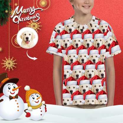 Custom #6-15Y Custom Face Seamless Dog Kid's All Over Print T-shirt - YesCustom