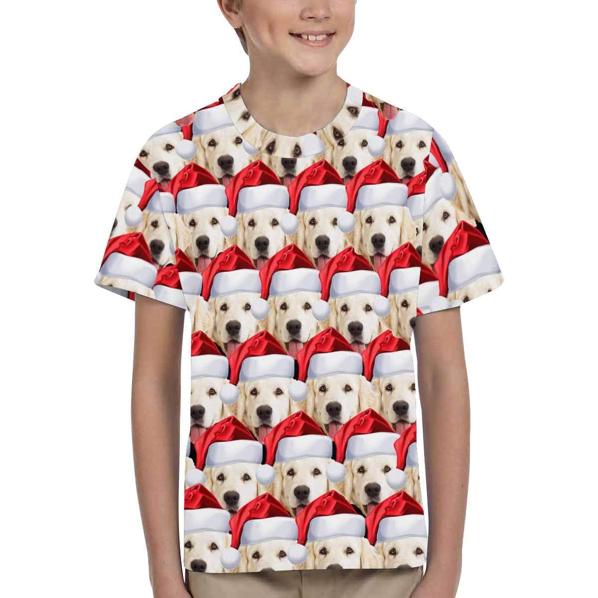 Custom #6-15Y Custom Face Seamless Dog Kid's All Over Print T-shirt - YesCustom
