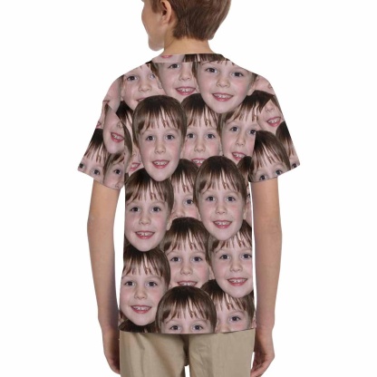 Custom #6-15Y Custom Face Seamless Photo Kid's All Over Print T-shirt - YesCustom