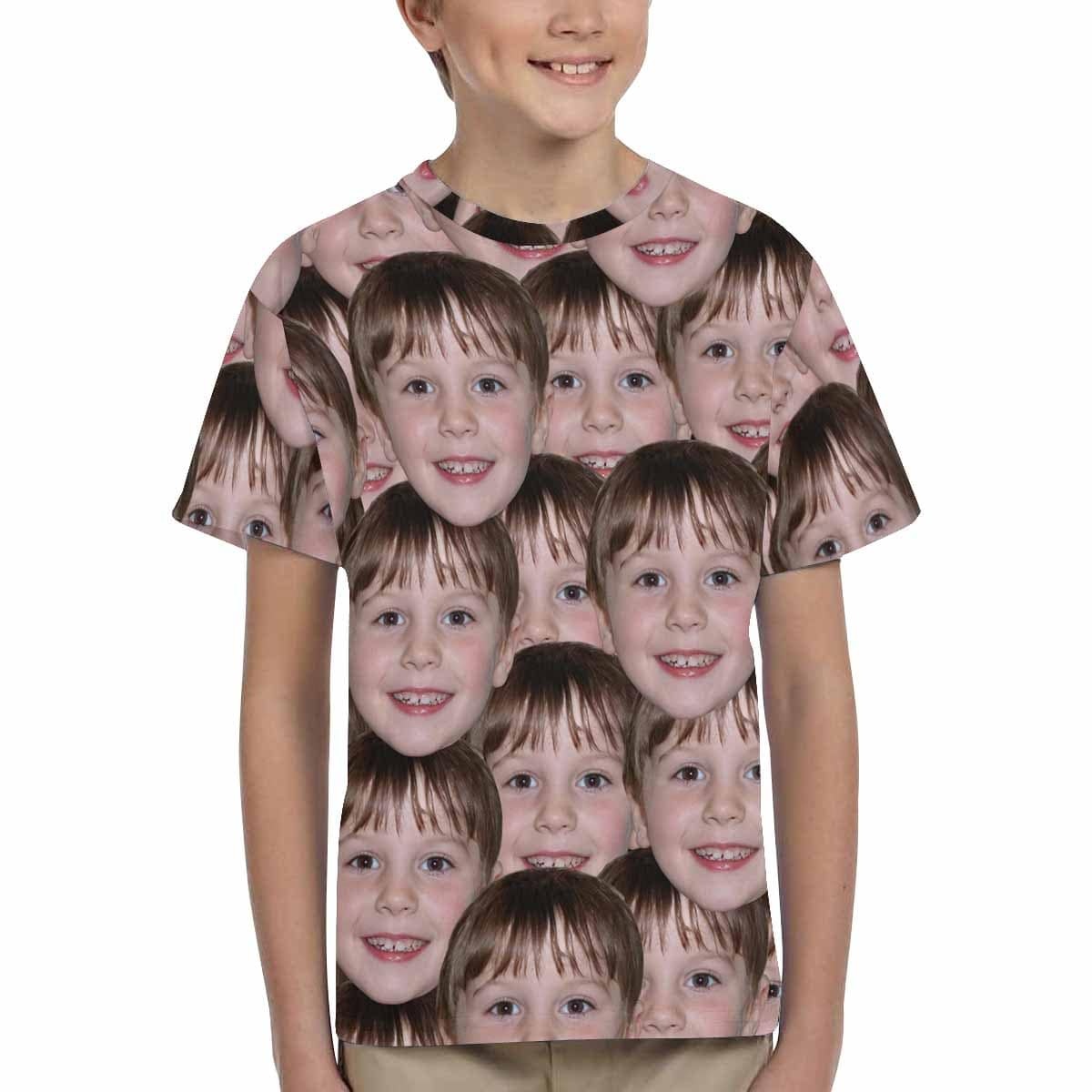 Custom #6-15Y Custom Face Seamless Photo Kid's All Over Print T-shirt - YesCustom