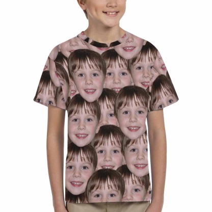 Custom #6-15Y Custom Face Seamless Photo Kid's All Over Print T-shirt - YesCustom