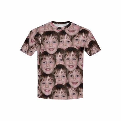 Custom #6-15Y Custom Face Seamless Photo Kid's All Over Print T-shirt - YesCustom