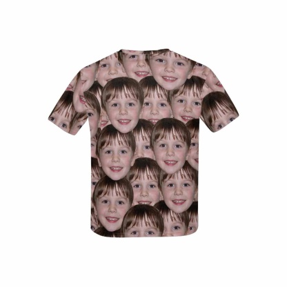 Custom #6-15Y Custom Face Seamless Photo Kid's All Over Print T-shirt - YesCustom