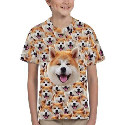 Custom #6-15Y Custom Face Simple Kid's All Over Print T-shirt - YesCustom