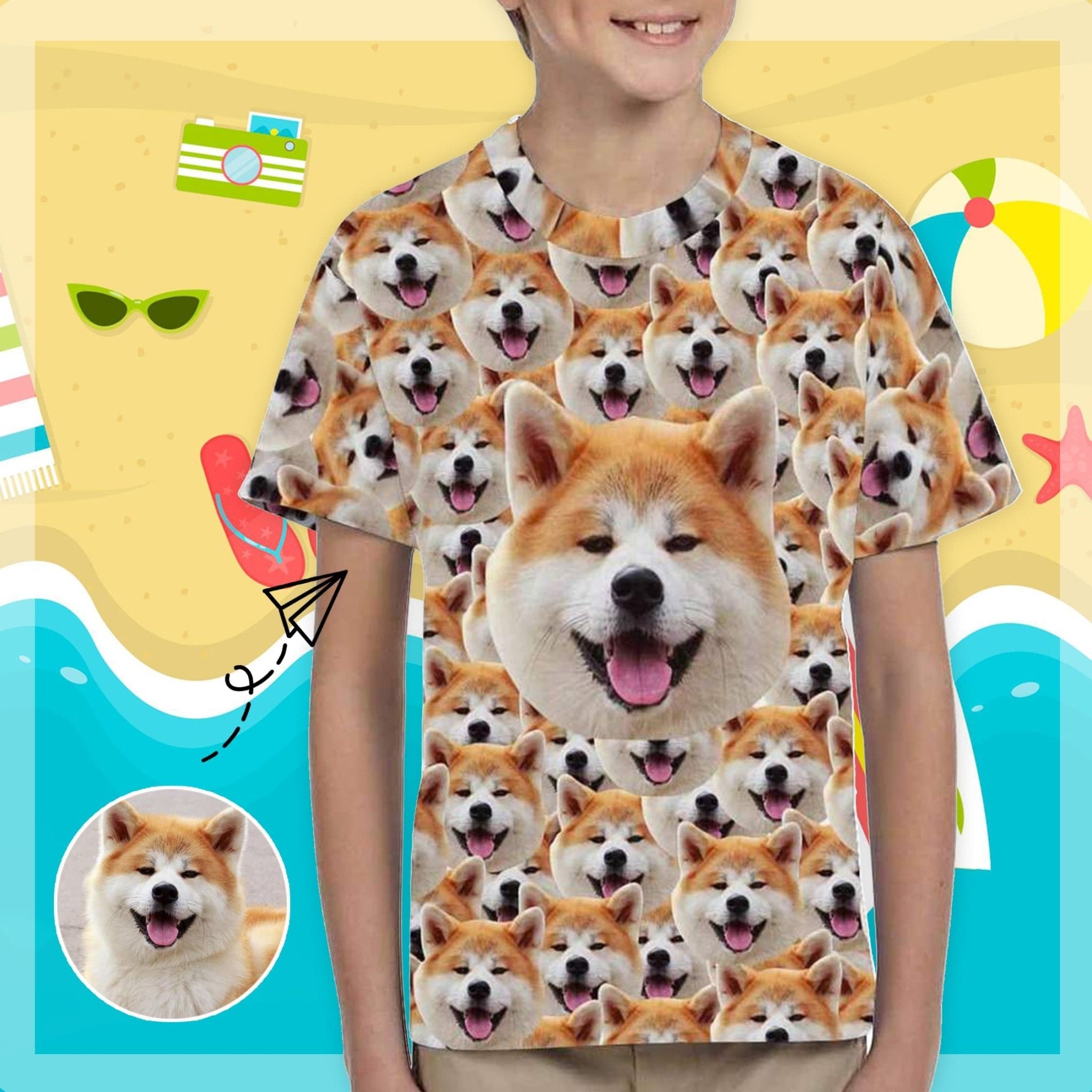 Custom #6-15Y Custom Face Simple Kid's All Over Print T-shirt - YesCustom