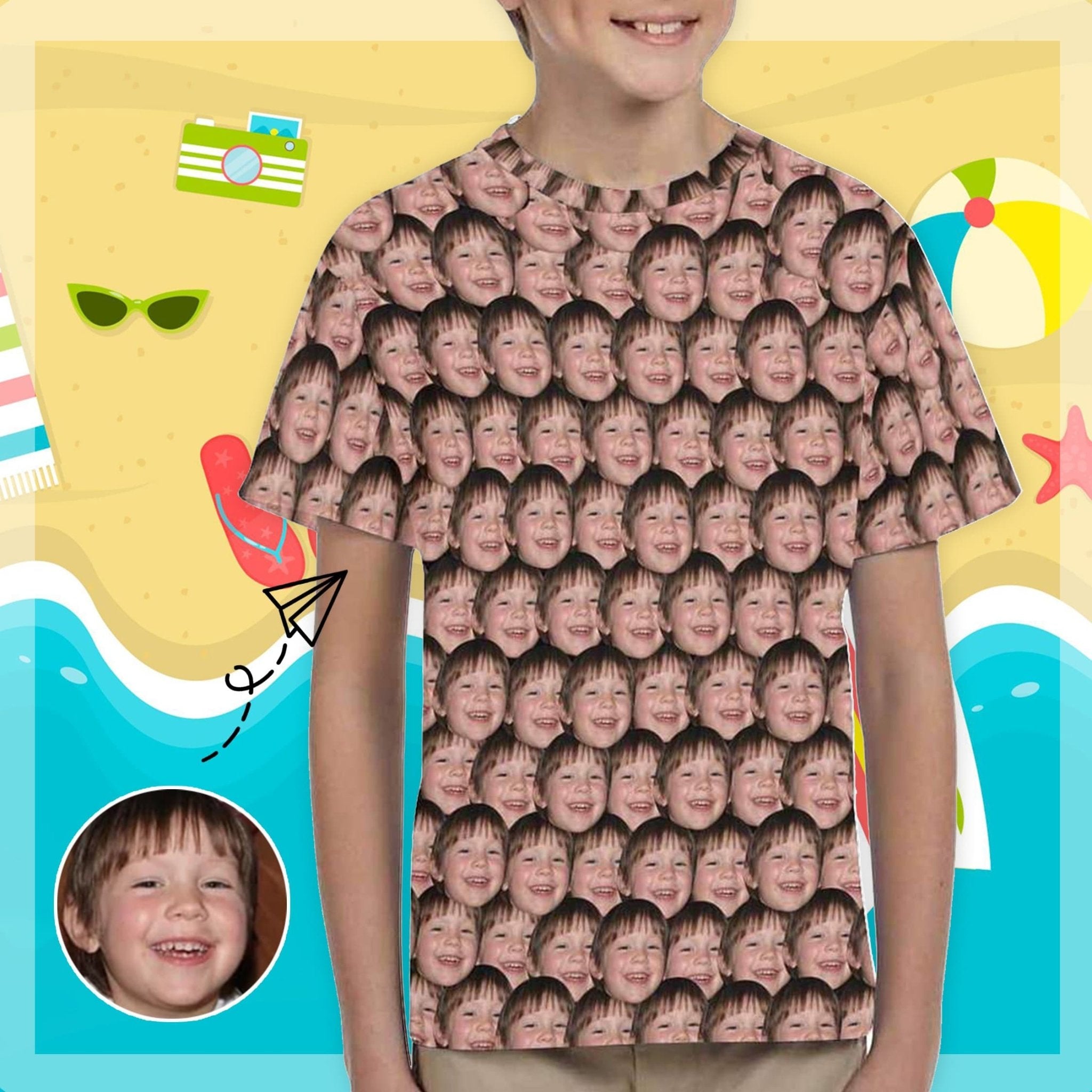 Custom #6-15Y Custom Face Simple Kid's T-shirt - YesCustom