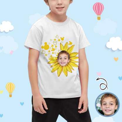 Custom #6-15Y Custom Face Sunflower Kid's All Over Print T-shirt - YesCustom