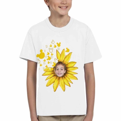 Custom #6-15Y Custom Face Sunflower Kid's All Over Print T-shirt - YesCustom