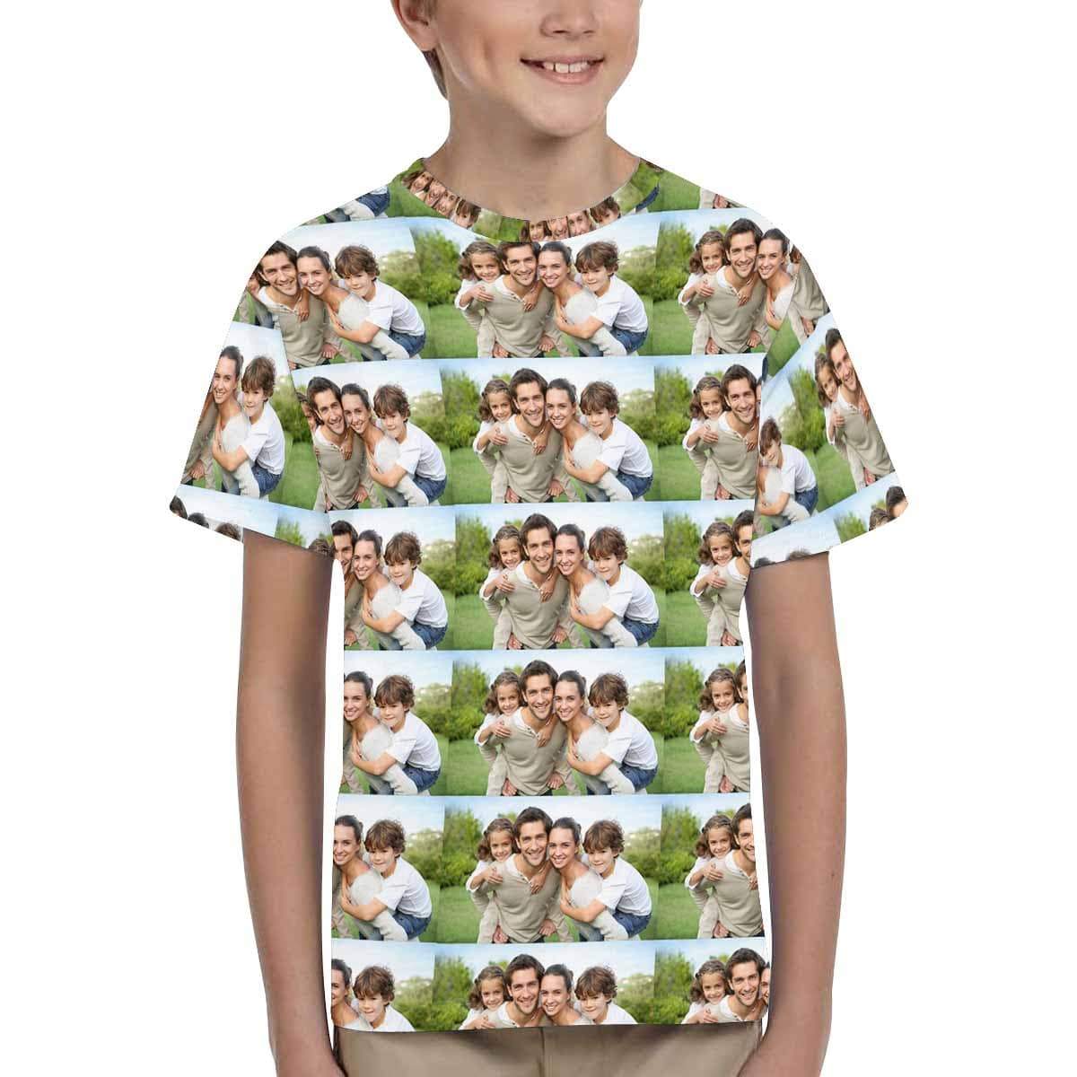 Custom #6-15Y Custom Family Photo Seamless Kid's All Over Print T-shirt - YesCustom