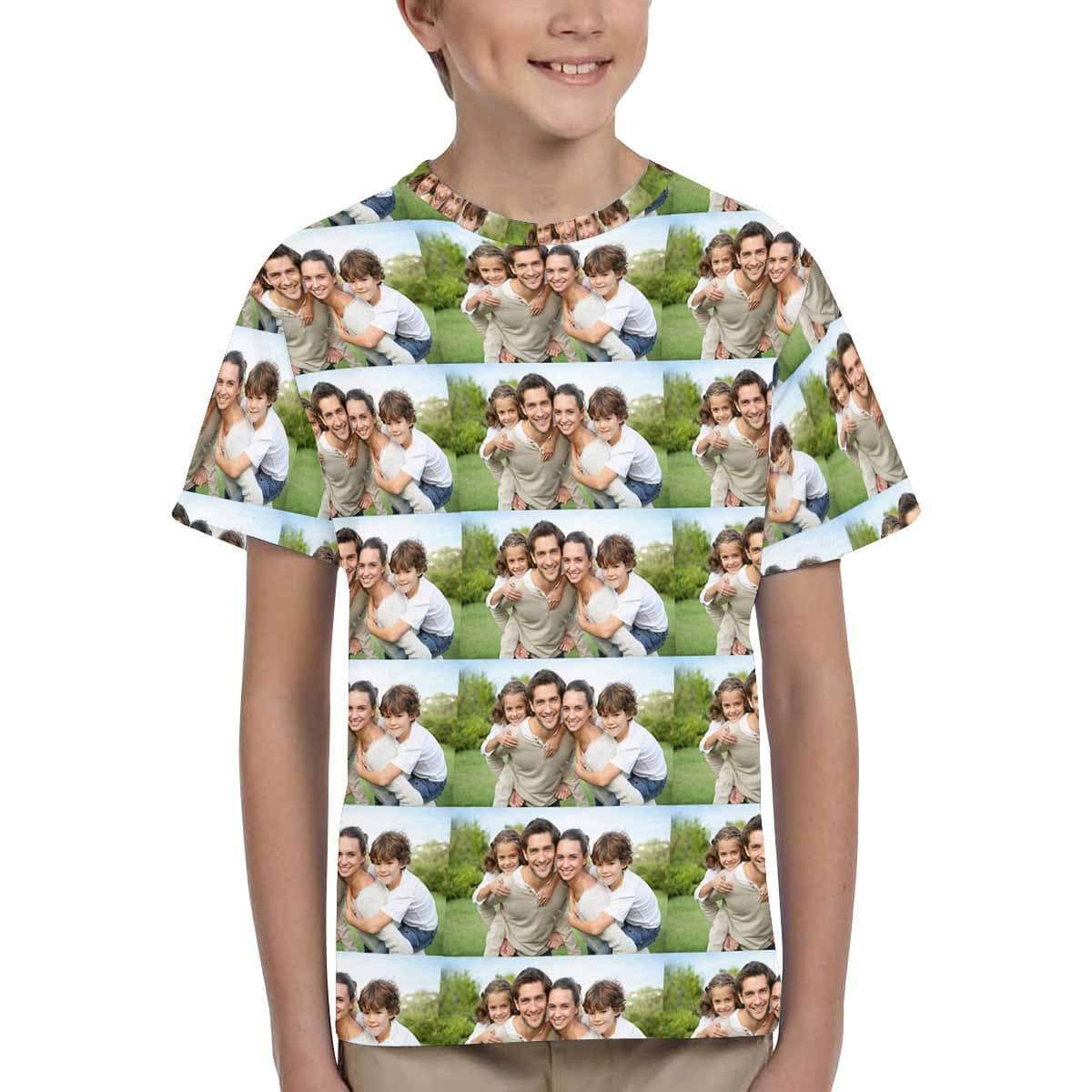 Custom #6-15Y Custom Family Photo Seamless Kid's All Over Print T-shirt - YesCustom