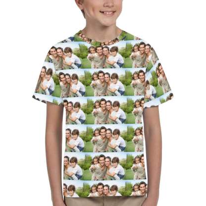 Custom #6-15Y Custom Family Photo Seamless Kid's All Over Print T-shirt - YesCustom