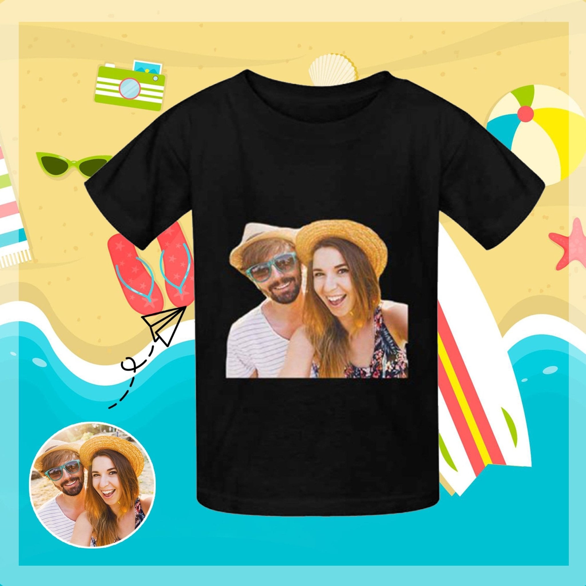 Custom #6-15Y Custom Mom&Dad Face Kid's T-shirt - YesCustom