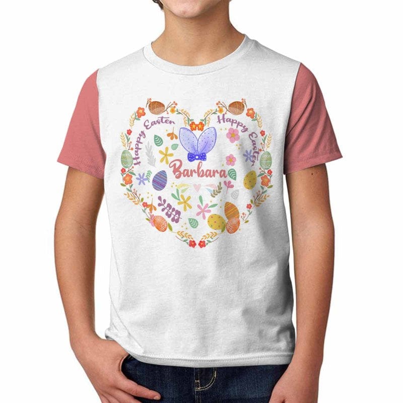 Custom #6-15Y Custom Name Easter Heart Kid's All Over Print T-shirt - YesCustom