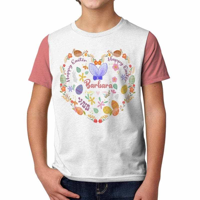 Custom #6-15Y Custom Name Easter Heart Kid's All Over Print T-shirt - YesCustom