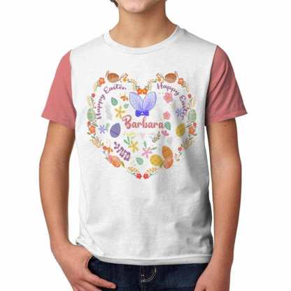 Custom #6-15Y Custom Name Easter Heart Kid's All Over Print T-shirt - YesCustom