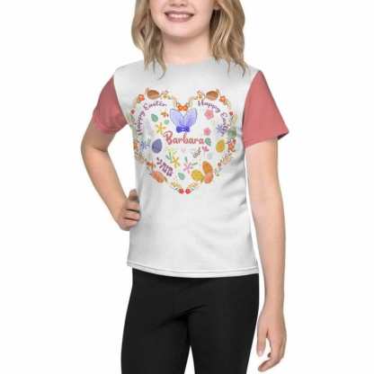 Custom #6-15Y Custom Name Easter Heart Kid's All Over Print T-shirt - YesCustom
