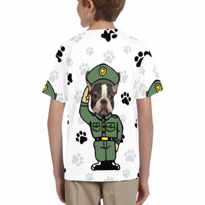 Custom #6-15Y Custom Pet Face Dog Paw Print Kid's All Over Print T-shirt - YesCustom