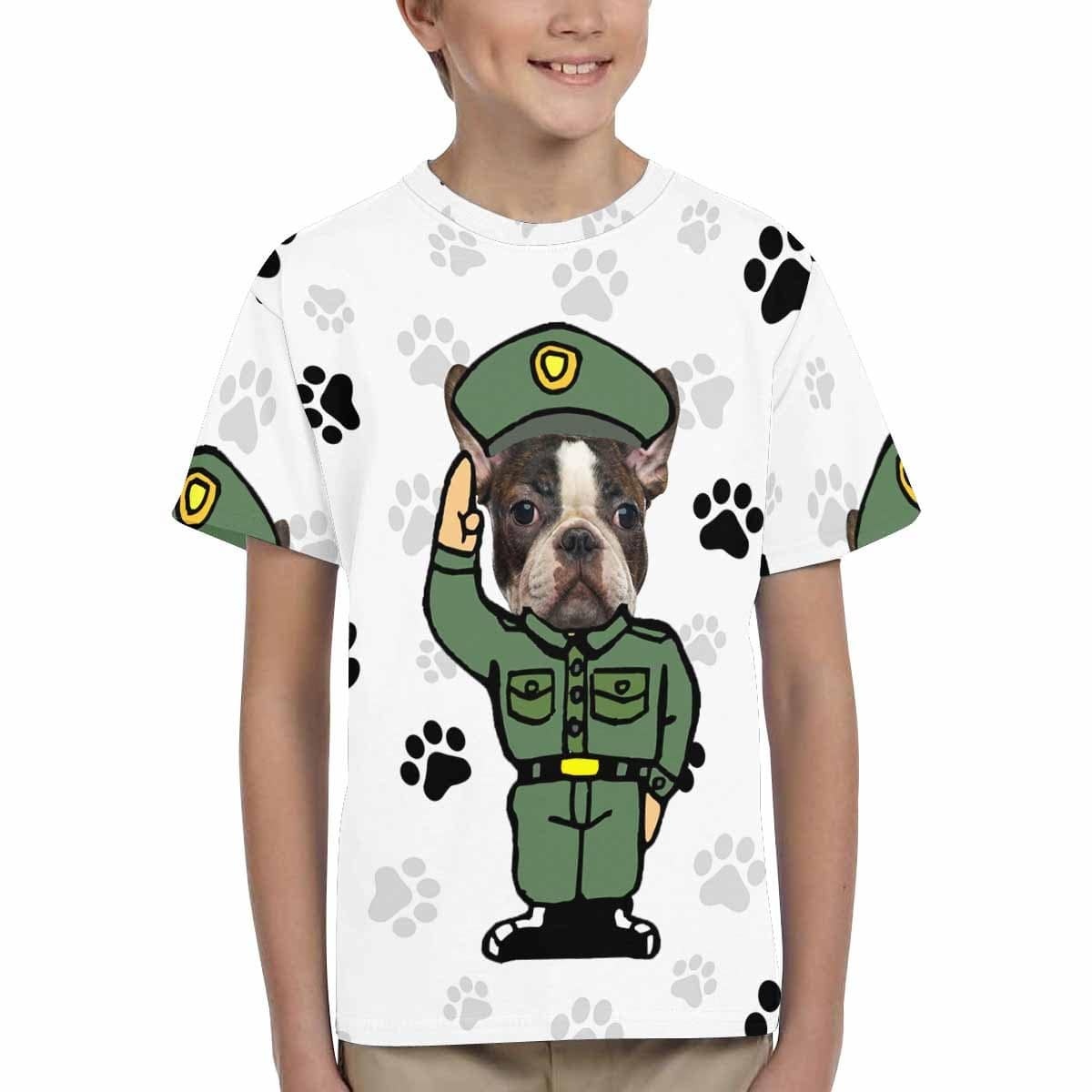Custom #6-15Y Custom Pet Face Dog Paw Print Kid's All Over Print T-shirt - YesCustom