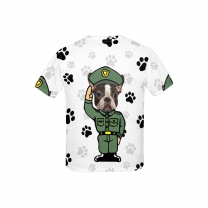 Custom #6-15Y Custom Pet Face Dog Paw Print Kid's All Over Print T-shirt - YesCustom