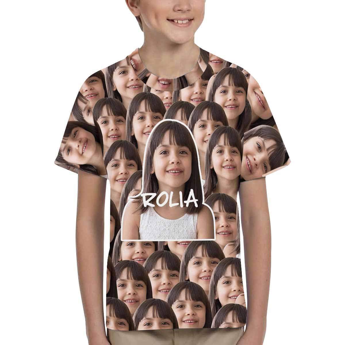 Custom #6-15Y Custom Photo&Name Kids Kid's All Over Print T-shirt - YesCustom