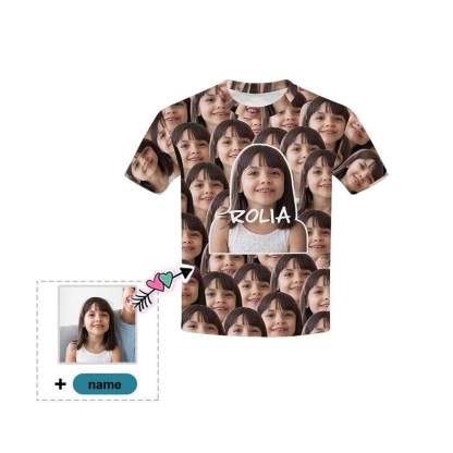Custom #6-15Y Custom Photo&Name Kids Kid's All Over Print T-shirt - YesCustom