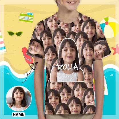 Custom #6-15Y Custom Photo&Name Kids Kid's All Over Print T-shirt - YesCustom