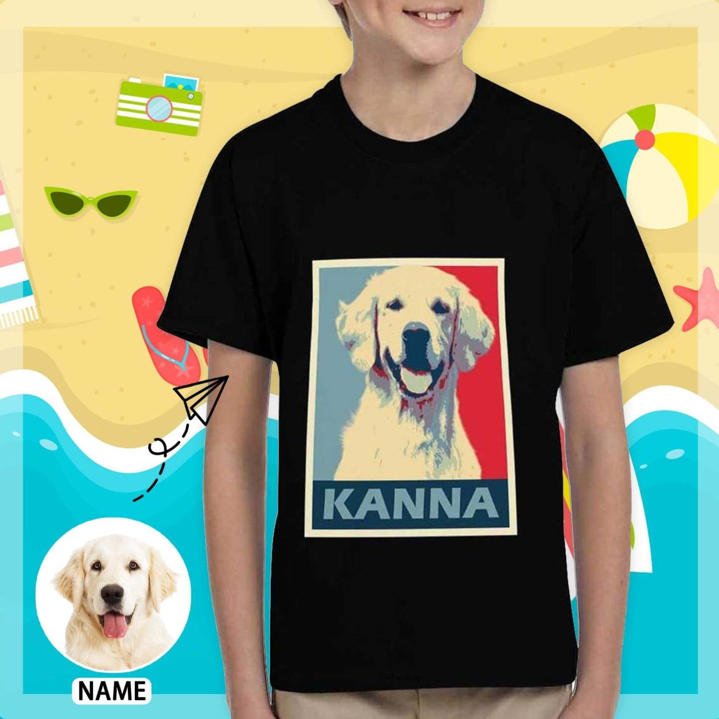 Custom #6-15Y Custom Photo&Name My Pets Kid's All Over Print T-shirt - YesCustom