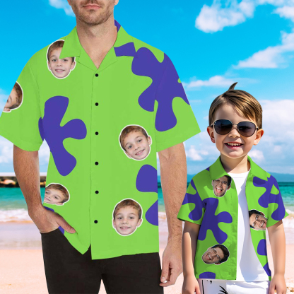 Custom Your Face Personalized Hawaiian Shirts For The Best Father-Son Combination Family Travel On The Beach