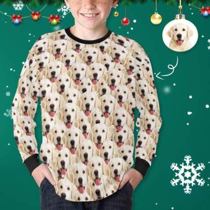 Custom #7-16Y Custom Face Favorite Kids' Rib Cuff Long Sleeve T-shirt - YesCustom