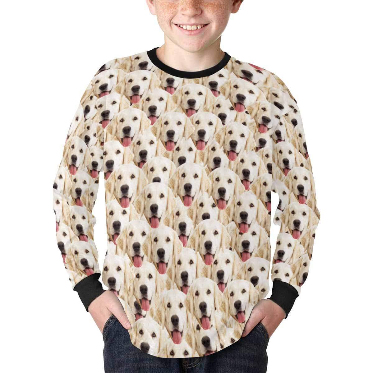 Custom #7-16Y Custom Face Favorite Kids' Rib Cuff Long Sleeve T-shirt - YesCustom