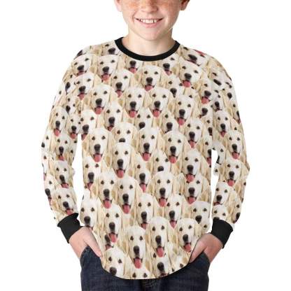 Custom #7-16Y Custom Face Favorite Kids' Rib Cuff Long Sleeve T-shirt - YesCustom