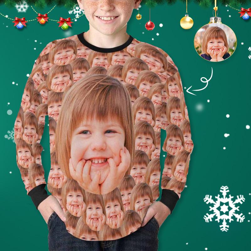 Custom #7-16Y Custom Face Funny Kids' Rib Cuff Long Sleeve T-shirt - YesCustom