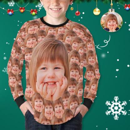 Custom #7-16Y Custom Face Funny Kids' Rib Cuff Long Sleeve T-shirt - YesCustom