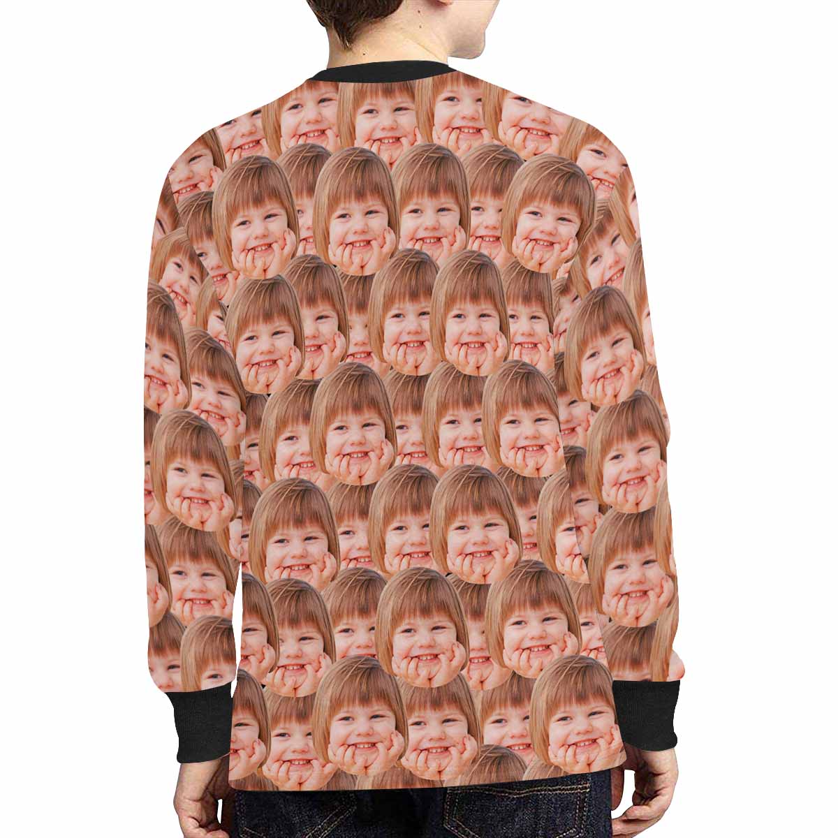 Custom #7-16Y Custom Face Funny Kids' Rib Cuff Long Sleeve T-shirt - YesCustom