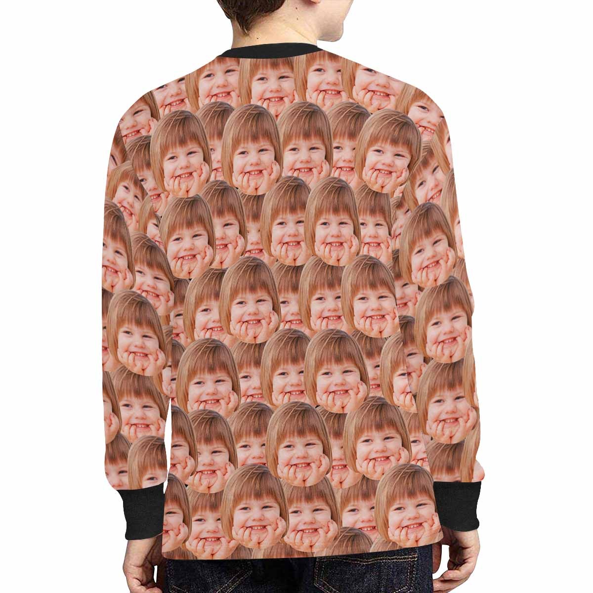 Custom #7-16Y Custom Face Funny Kids' Rib Cuff Long Sleeve T-shirt - YesCustom