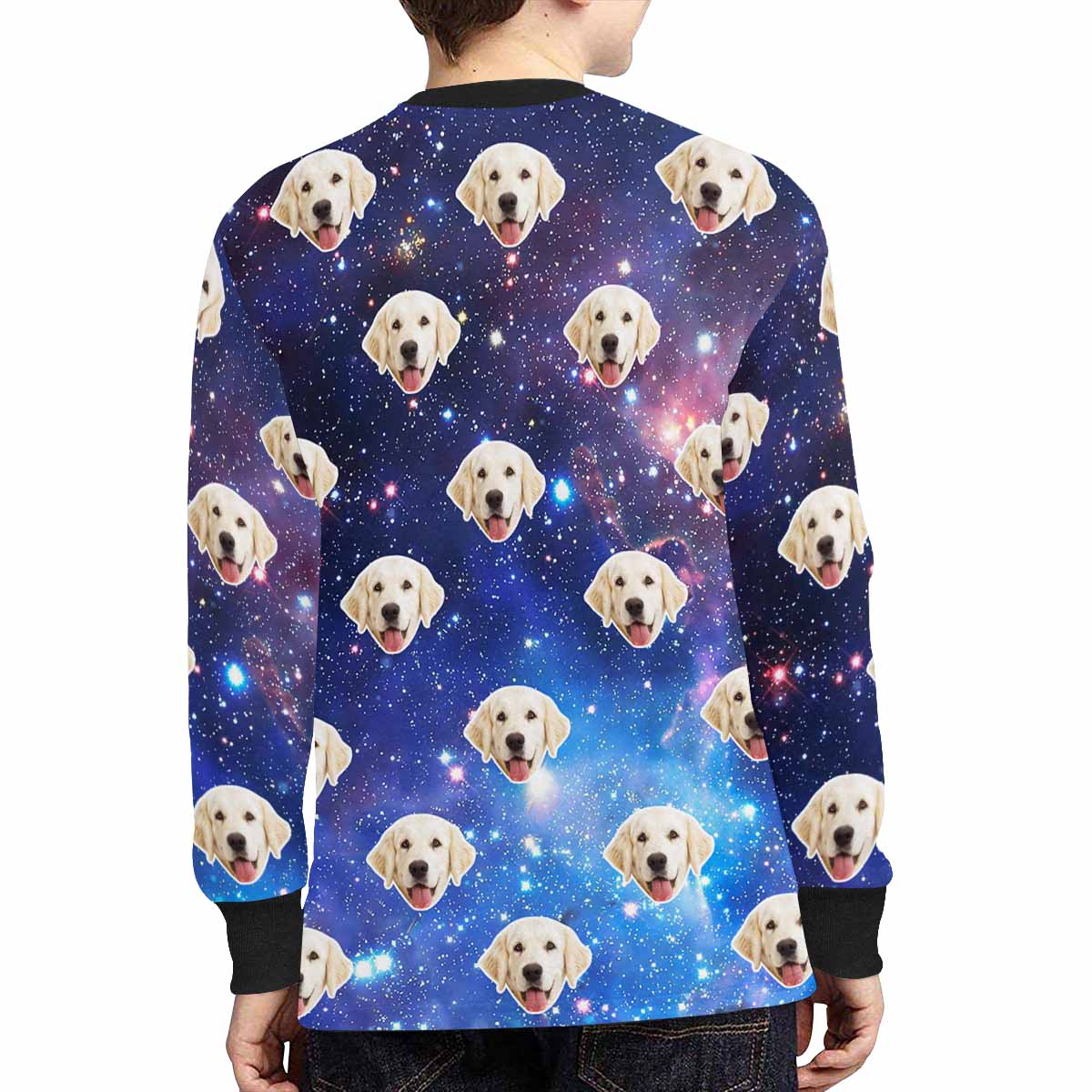 Custom #7-16Y Custom Face Galaxy Kids' Rib Cuff Long Sleeve T-shirt - YesCustom