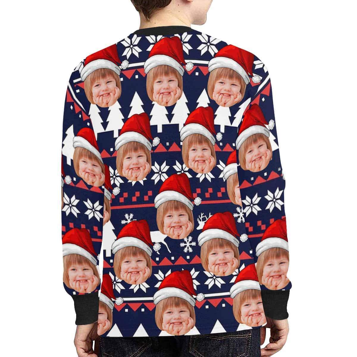 Custom #7-16Y Custom Face Joy Kids' Rib Cuff Long Sleeve T-shirt - YesCustom
