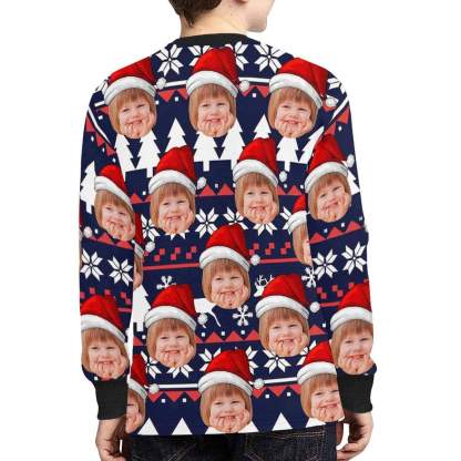 Custom #7-16Y Custom Face Joy Kids' Rib Cuff Long Sleeve T-shirt - YesCustom