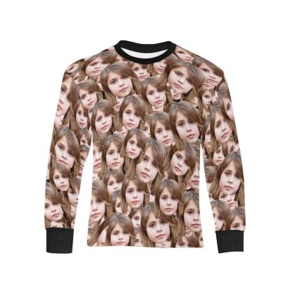Custom #7-16Y Custom Face Joy Kids' Rib Cuff Long Sleeve T-shirt - YesCustom